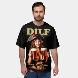 Мужская футболка oversize 3D DILF - damn I love Friday - пиратка - фото 2