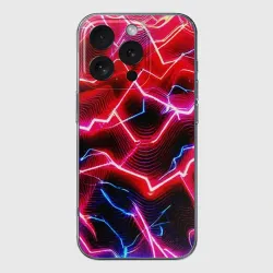 Чехол для iPhone 16 Pro Max силиконовый с защитой камеры Неоновые космические разряды - нейроарт