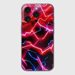 Чехол для iPhone 15 Pro Max силиконовый с защитой камеры Неоновые космические разряды - нейроарт