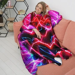 Плед с рукавами Неоновые космические разряды - нейроарт - фото 2