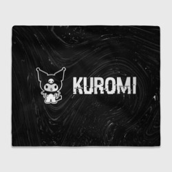 Плед 3D Kuromi glitch на темном фоне по-горизонтали