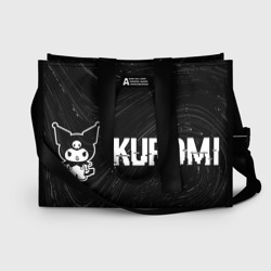 Сумка-шоппер 3D Kuromi glitch на темном фоне по-горизонтали