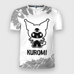 Мужская футболка 3D Slim Kuromi glitch на светлом фоне