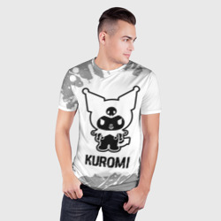 Мужская футболка 3D Slim Kuromi glitch на светлом фоне - фото 2