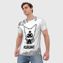 Мужская футболка 3D Kuromi glitch на светлом фоне - фото 2
