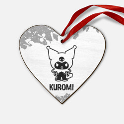 Деревянная игрушка Сердце Kuromi glitch на светлом фоне