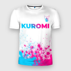 Мужская футболка 3D Slim Kuromi neon gradient style посередине