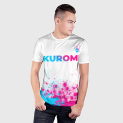 Мужская футболка 3D Slim Kuromi neon gradient style посередине - фото 2