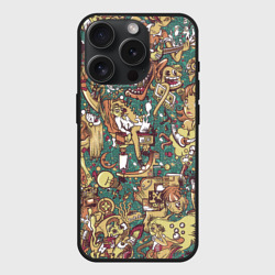 Чехол силиконовый для Apple iPhone 15 Pro матовый Монстры и девушки