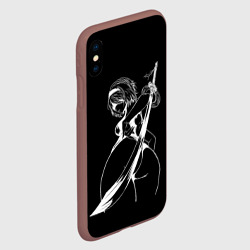 Чехол для iPhone XS Max матовый 2B с катаной - Nier automata B&W contours - фото 2