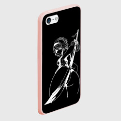Чехол для iPhone 5/5S матовый 2B с катаной - Nier automata B&W contours - фото 2