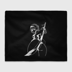 Плед 3D 2B с катаной - Nier automata B&W contours