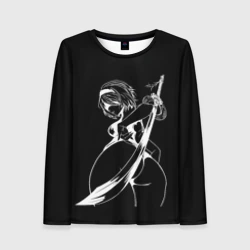 Женский лонгслив 3D 2B с катаной - Nier automata B&W contours