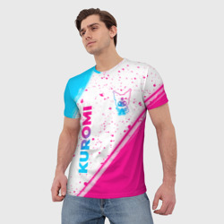 Мужская футболка 3D Kuromi neon gradient style вертикально - фото 2