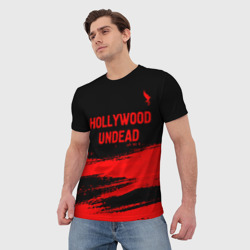 Мужская футболка 3D Hollywood Undead - red gradient посередине - фото 2