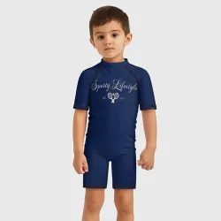 Детский купальный костюм 3D Sporty lifestyle синий фон для тенниса - фото 2