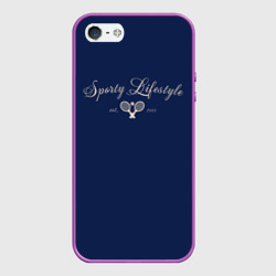 Чехол для iPhone 5/5S матовый Sporty lifestyle синий фон для тенниса