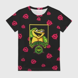 Женская футболка 3D Боевые жабы пиксельно - лого паттерн