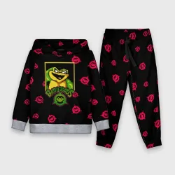 Детский костюм с толстовкой 3D Боевые жабы пиксельно - лого паттерн