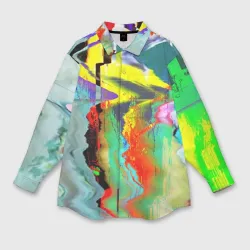Женская рубашка oversize 3D Текстура глитч краски