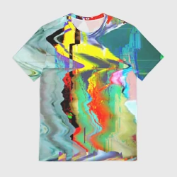 Мужская футболка 3D Текстура глитч краски