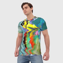 Мужская футболка 3D Текстура глитч краски - фото 2