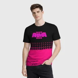 Мужская футболка 3D ARMA розовая геометрия - фото 2