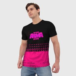 Мужская футболка 3D ARMA розовая геометрия - фото 2