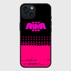 Чехол силиконовый для Apple iPhone 15 матовый ARMA розовая геометрия