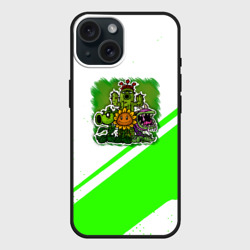 Чехол силиконовый для Apple iPhone 15 матовый Plants vs Zombies geometry