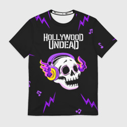 Мужская футболка 3D Hollywood Undead неоновый череп