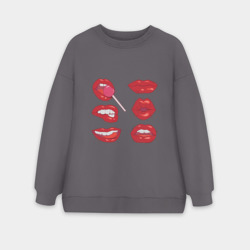 Женский свитшот oversize без начеса хлопок Коллекция красивых губ