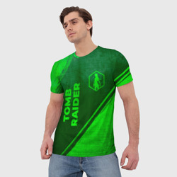 Мужская футболка 3D Tomb Raider - green gradient вертикально - фото 2