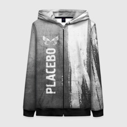 Женская толстовка 3D на молнии Placebo - grey gradient по-вертикали