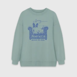 Женский свитшот oversize без начеса хлопок Папильон на диване отдыхает