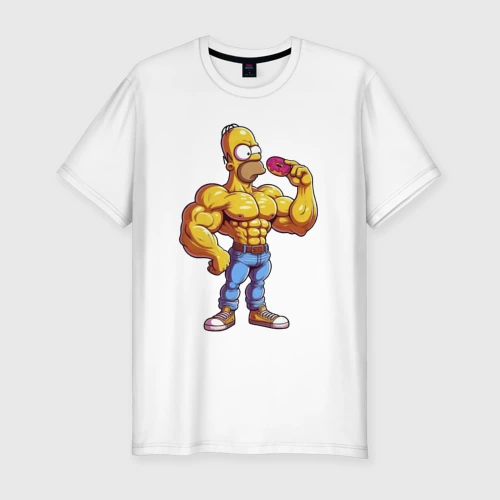 Мужская футболка хлопок Slim Гомер культурист 