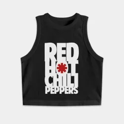 Женская укороченная майка-топ хлопок RHCP - title and logo