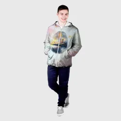 Мужская куртка 3D Маяк у моря на закате в отпечатке пальца - фото 2