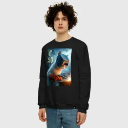 Мужской свитшот хлопок Кот сварщик - нейроарт - фото 2