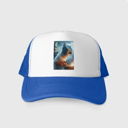 Кепка тракер с сеткой Кот сварщик - нейроарт