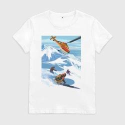 Женская футболка хлопок Горнолыжный спорт спуск