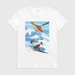 Женская футболка хлопок Горнолыжный спорт спуск