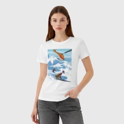 Женская футболка хлопок Горнолыжный спорт спуск - фото 2