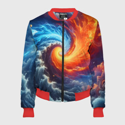 Женский бомбер 3D Столкновение двух стихий - инь янь