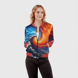 Женский бомбер 3D Столкновение двух стихий - инь янь - фото 2