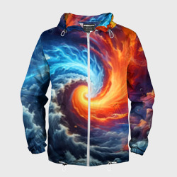 Мужская ветровка 3D Столкновение двух стихий - инь янь