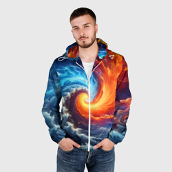 Мужская ветровка 3D Столкновение двух стихий - инь янь - фото 2