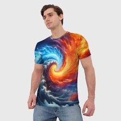 Мужская футболка 3D Столкновение двух стихий - инь янь - фото 2