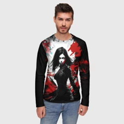 Мужской лонгслив 3D Девушка воин  - фото 2