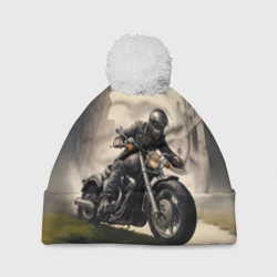 Шапка 3D c помпоном Скетч байкер